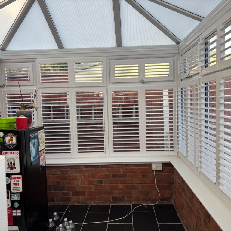 Bridgnorth Conservatory Shutters Energy-efficient Perfect fit shutters controlling light and privacy in Bridgnorth conservatory