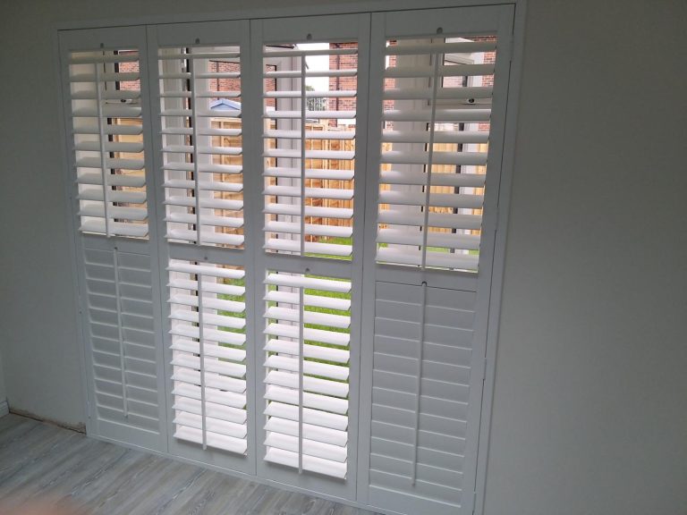 Patio Door Shutters Telford Full-height plantation shutters on patio doors in Telford property | Enhanced privacy & style