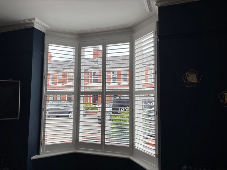 Bay Window Shutters Shrewsbury Bespoke plantation shutters fitted to bay window in Newport home | Telford & Shrewsbury specialists